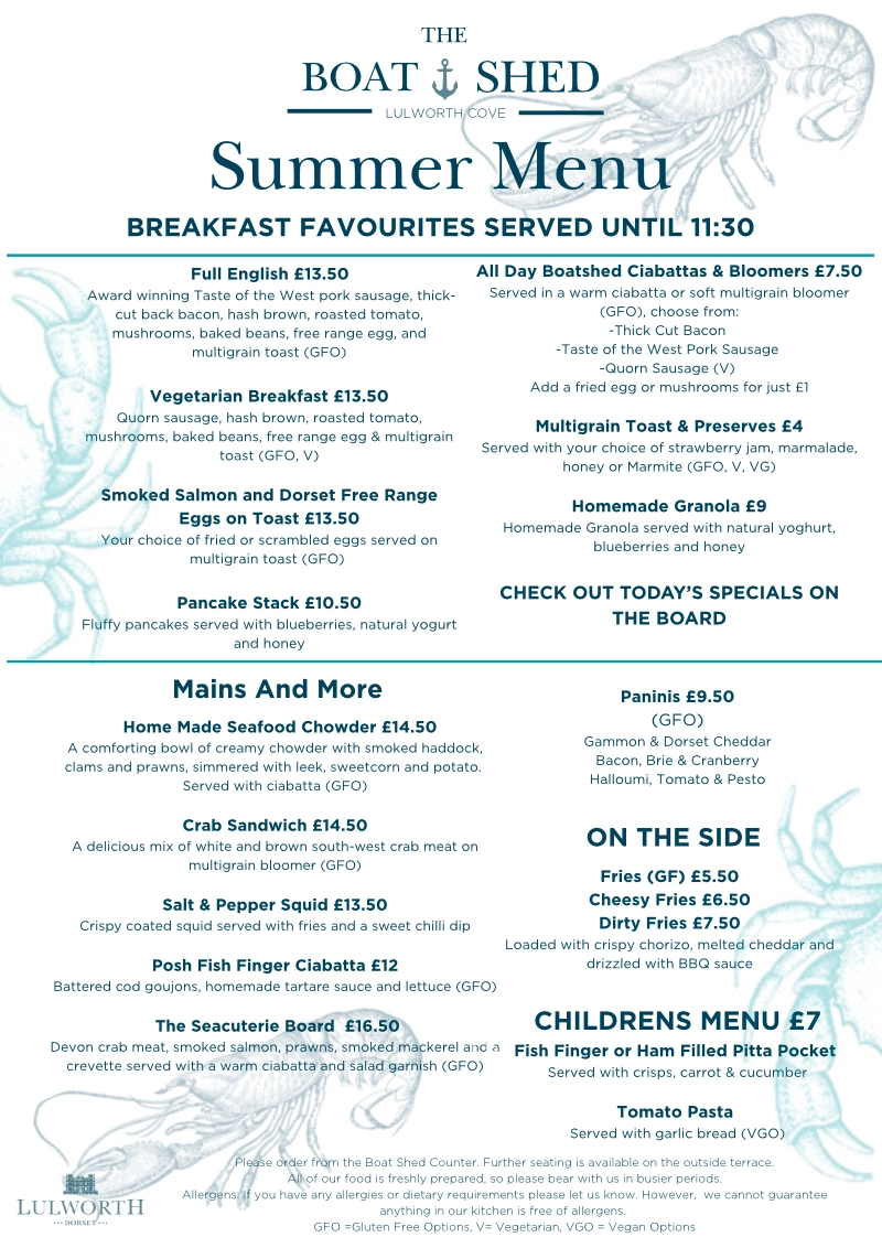The Boat Shed Summer 2026 Menu